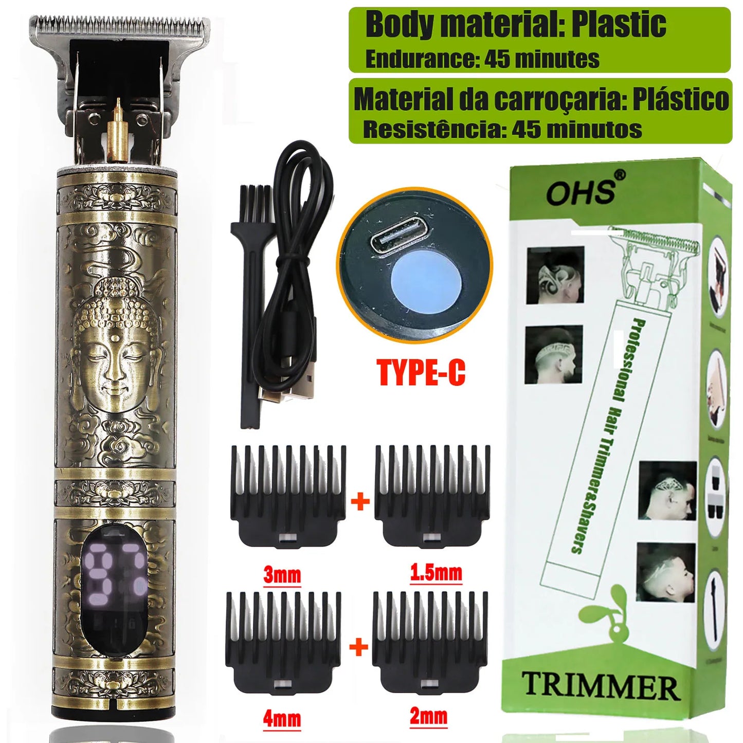 Cordless Electric Hair Cutting Machine Vintage Hair Clipper Portable Shaver Barber USB Fast Charging Hair Trimmer For Hairdresse