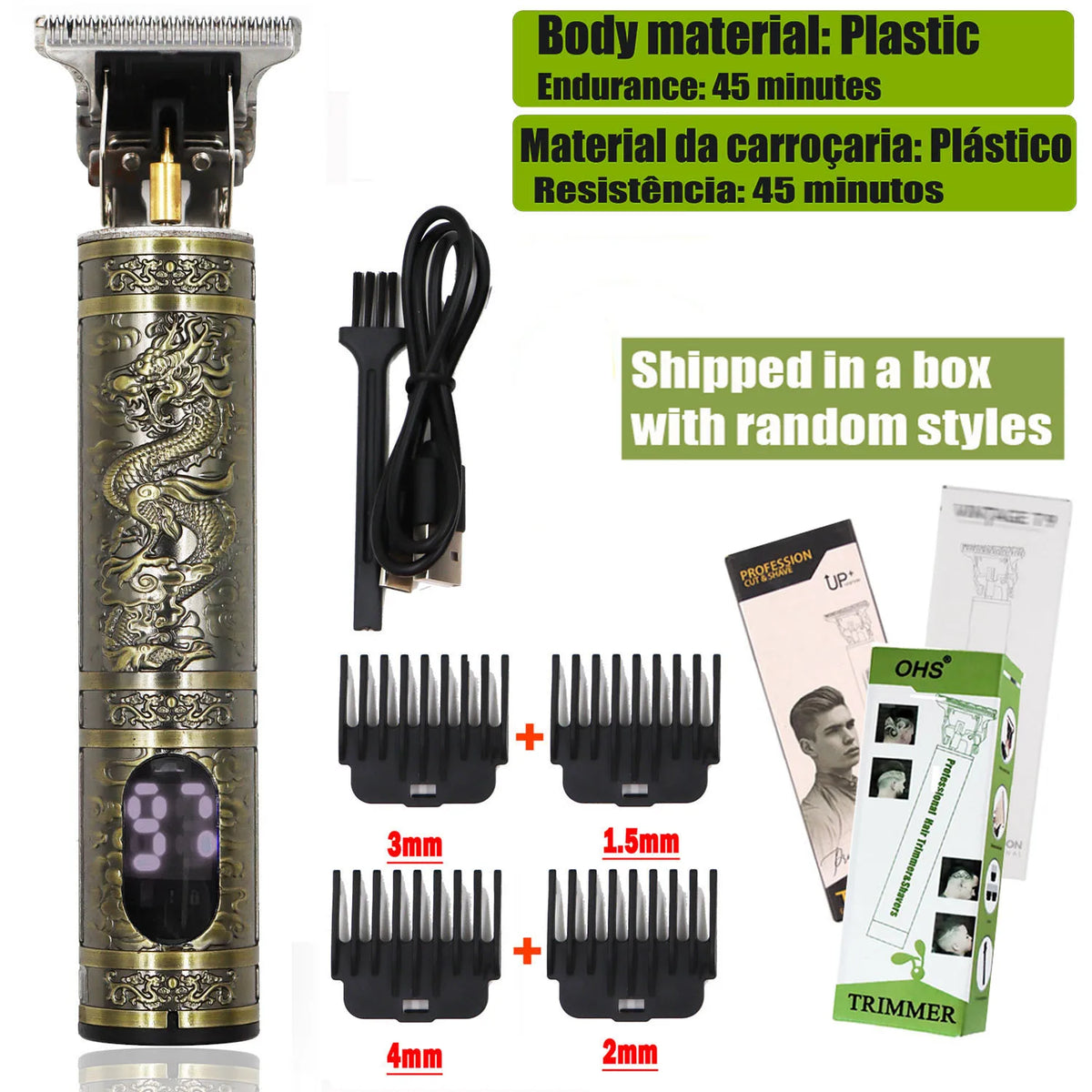 OHS Rechargeable  Vintage T9 Cordless Hair Cutting Machine Electric Shaver For Man Hair Clipper Barber Trimmer Beard Razors