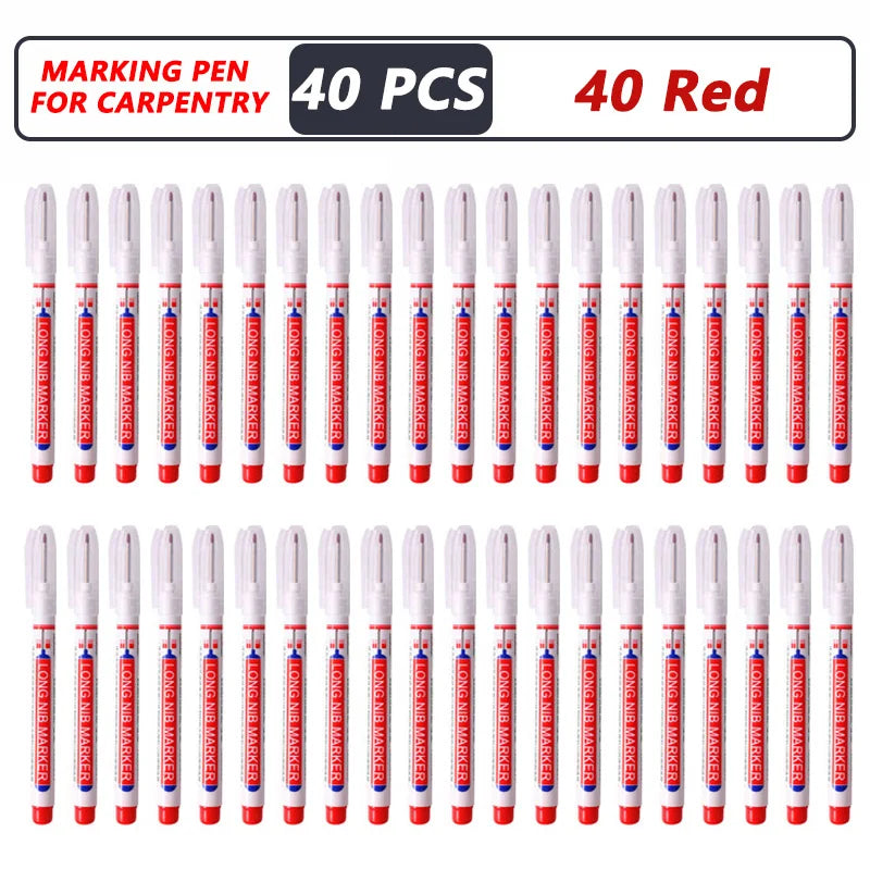 1-40PCS 20mm Deep Hole Long Nib Head Markers For Metal Perforating Pen Waterproof Bathroom Woodworking Decoration Multi-Purpose
