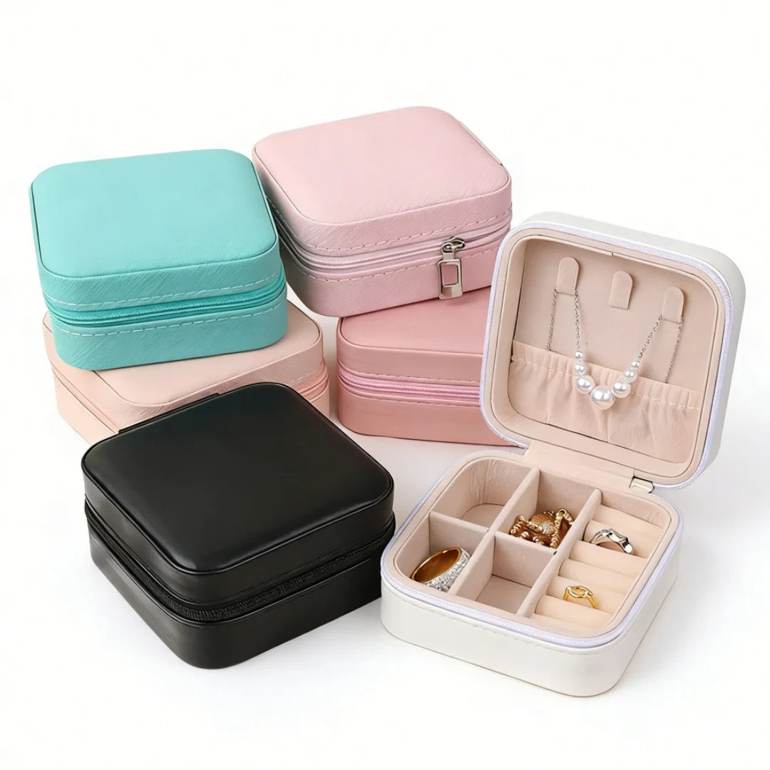 Portable Travel Mini Jewelry Box Leather Jewelery Ring Organizer Case Storage Gift Box Girls Women
