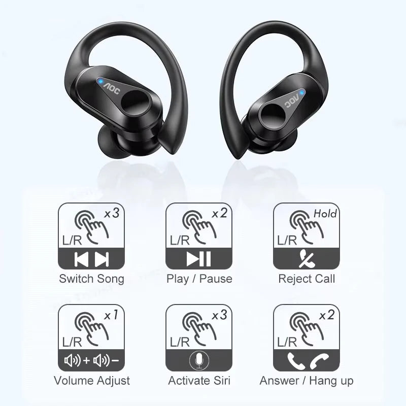 Choice AOC Sports Headset Wireless Bluetooth 6.0 Earphones Waterproof LED Battery Display Gaming Low Latency Headphones LP75