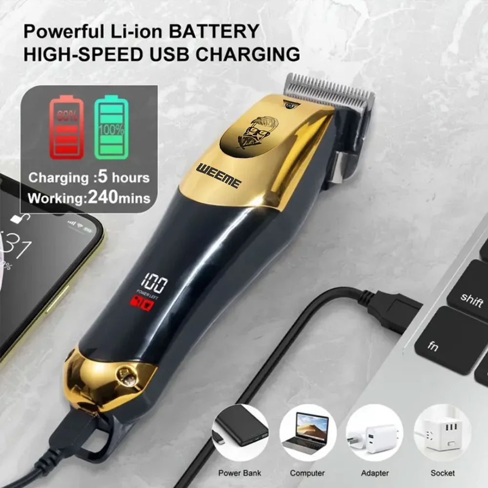 Cordless Electric Hair Cutting Machine Vintage Hair Clipper Portable Shaver Barber USB Fast Charging Hair Trimmer For Hairdresse