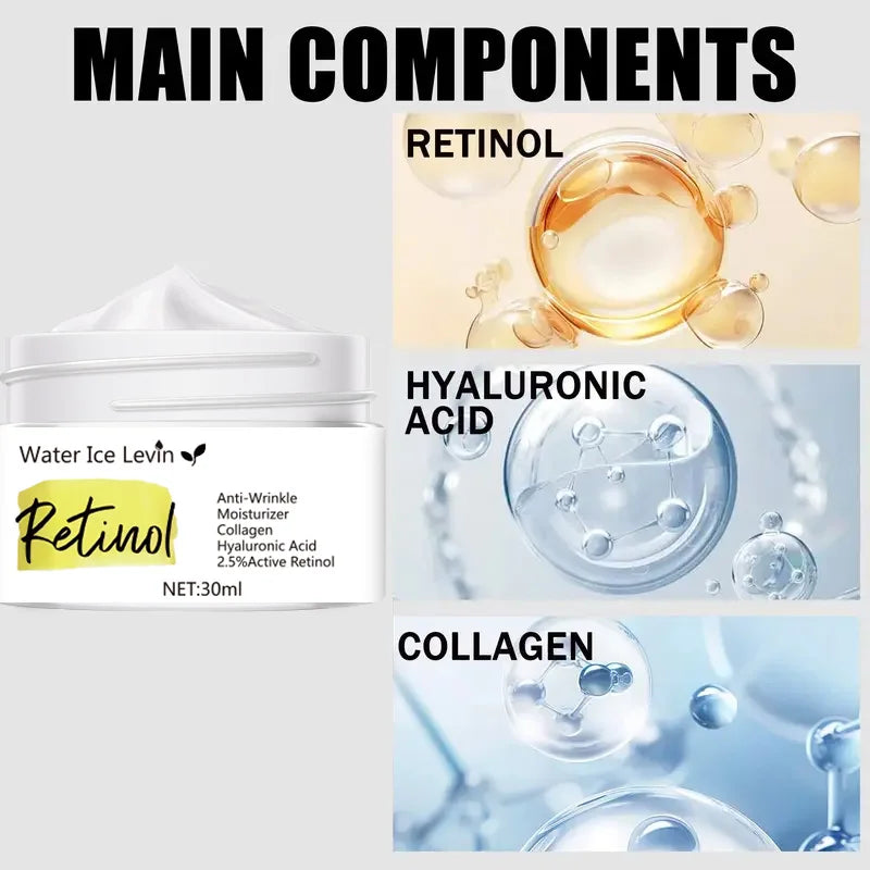 30g Retinol Moisturizing Cream for Face, Body and Hands, Suitable for Women and Men, Containing Retinol Collagen, Alcohol-Free Ingredients