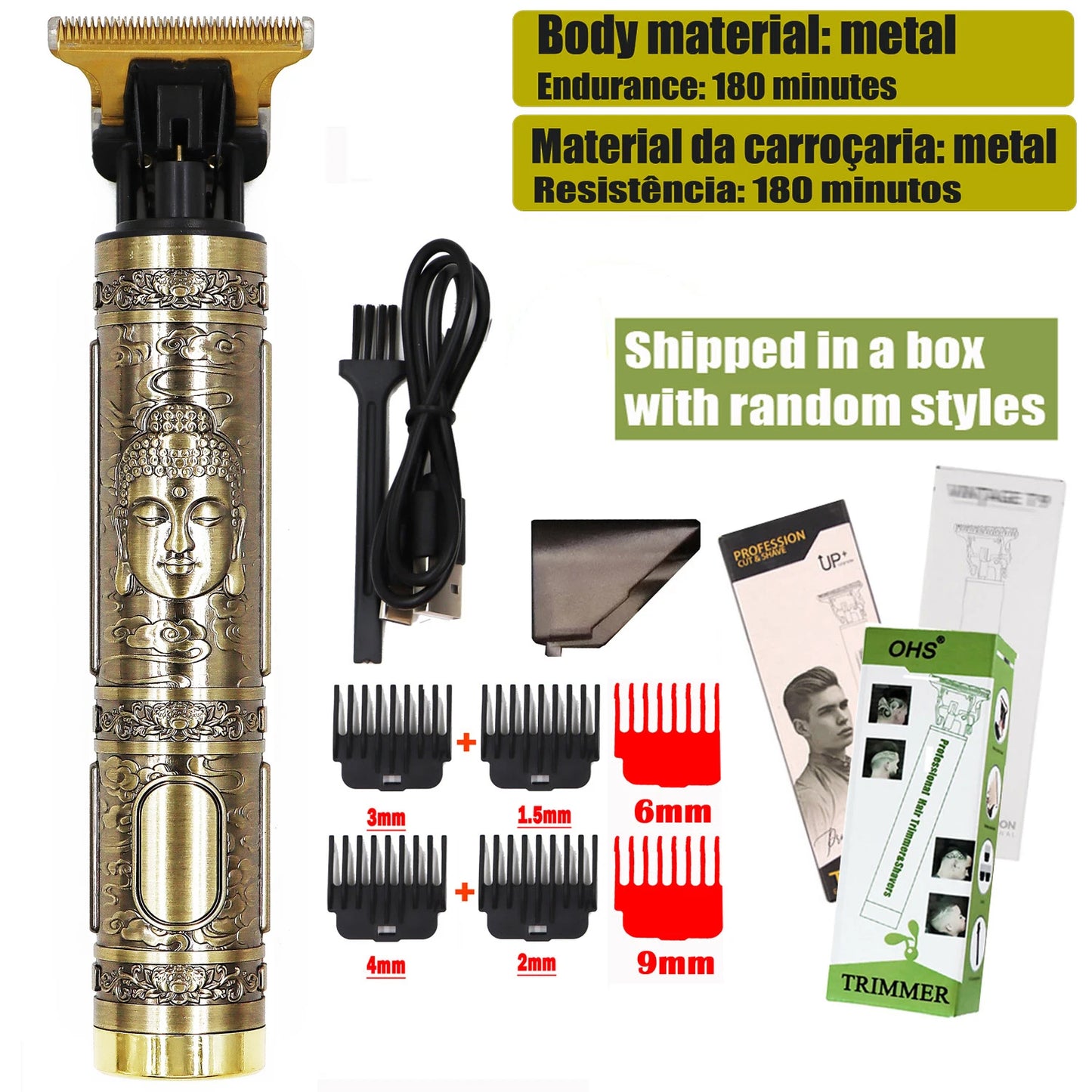 Cordless Electric Hair Cutting Machine Vintage Hair Clipper Portable Shaver Barber USB Fast Charging Hair Trimmer For Hairdresse