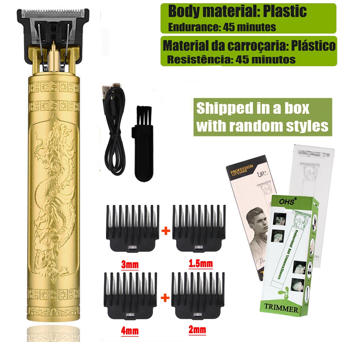 Cordless Electric Hair Cutting Machine Vintage Hair Clipper Portable Shaver Barber USB Fast Charging Hair Trimmer For Hairdresse