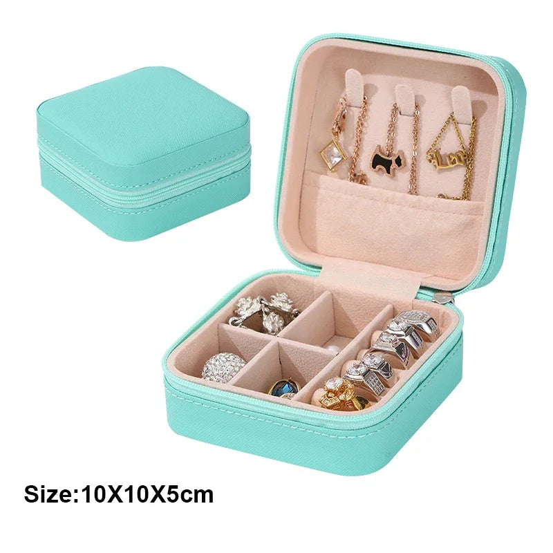 Portable Travel Mini Jewelry Box Leather Jewelery Ring Organizer Case Storage Gift Box Girls Women