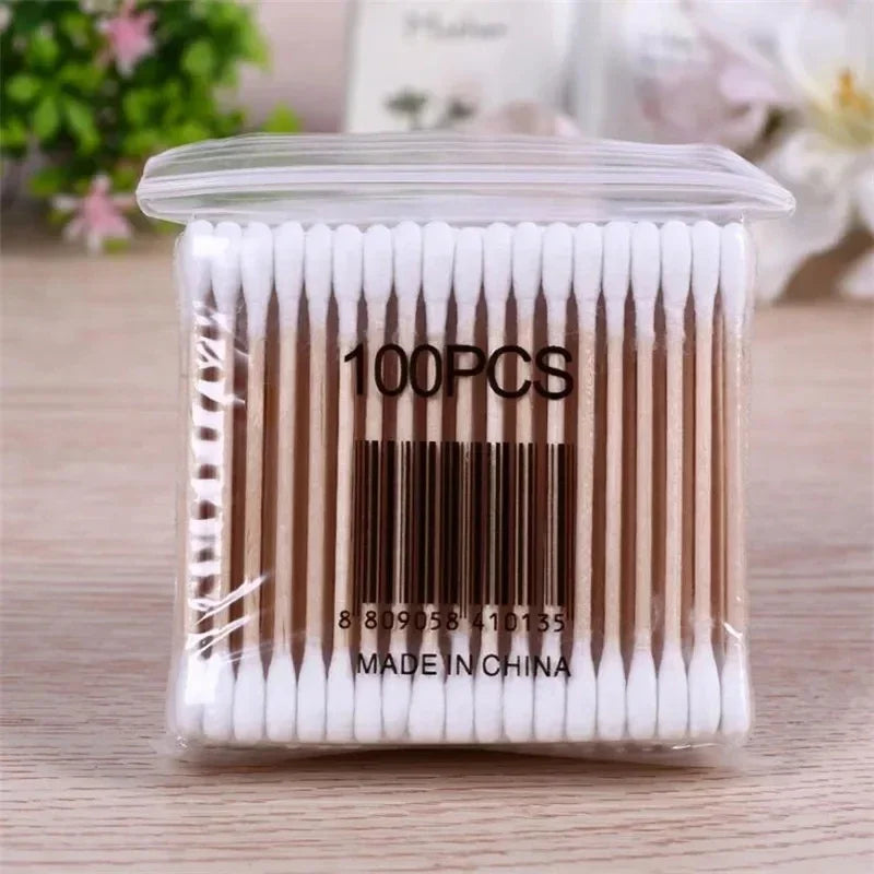2000/1000pcs Double-Headed Wooden Cotton Swabs Unscented for Makeup Removal And Ear Cleaning.