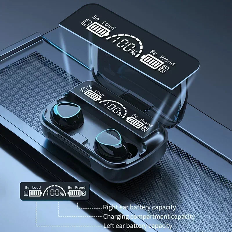 Bluetooth Earphones Handfree LED Dispay Headphones Bluetooth HiFi Stereo Music Wireless Earbuds Waterproof Gaming Headset