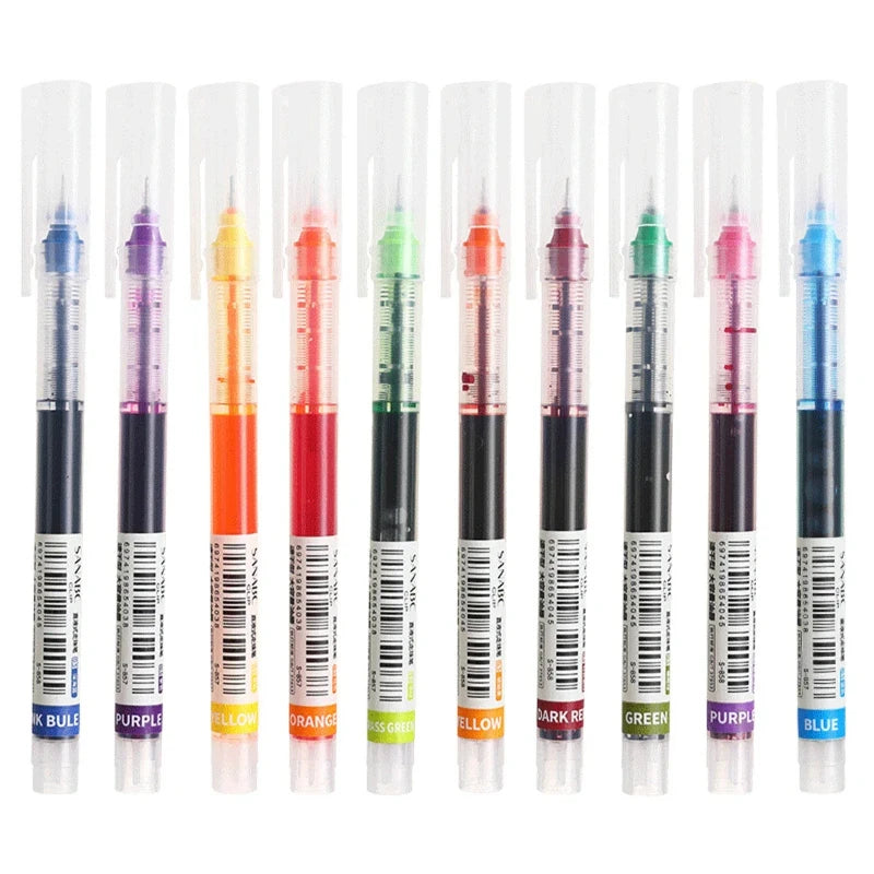 10 Pcs Color Gel pens.Quick Drying Large Capacity，0.5mm, suitable for Students, Note-taking, Marking, Drawing, Bookkeeping.