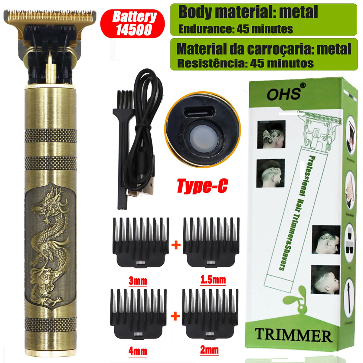 OHS Rechargeable  Vintage T9 Cordless Hair Cutting Machine Electric Shaver For Man Hair Clipper Barber Trimmer Beard Razors